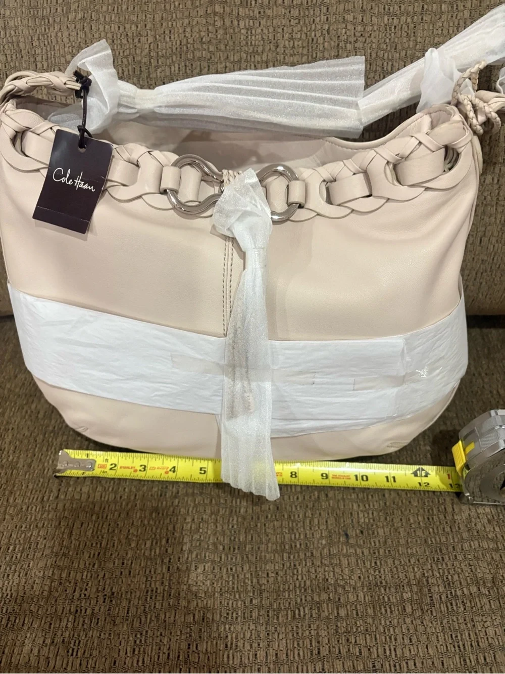 Cole Haan McKenzie Hobo Leather Bag White Pine NWT MSRP $298